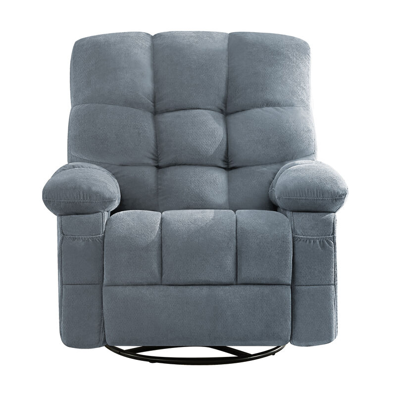 Fabric Swivel Manual Recliner with Massage and USB Port