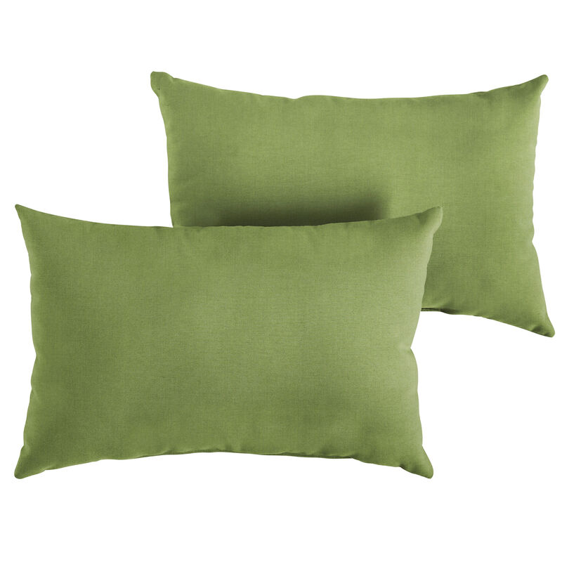 Set of 2 Solid Olive Green Sunbrella Indoor and Outdoor Lumbar Pillows  20" image number 1