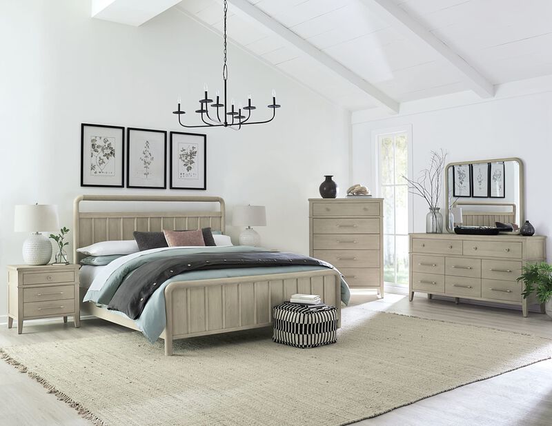 Camden Five Drawer Oak Wood Chest in Chai