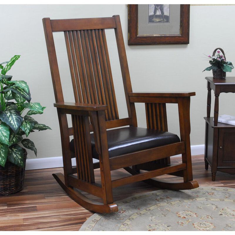 Carolina Living Chestnut Mission Rocker - Brown Upholstery