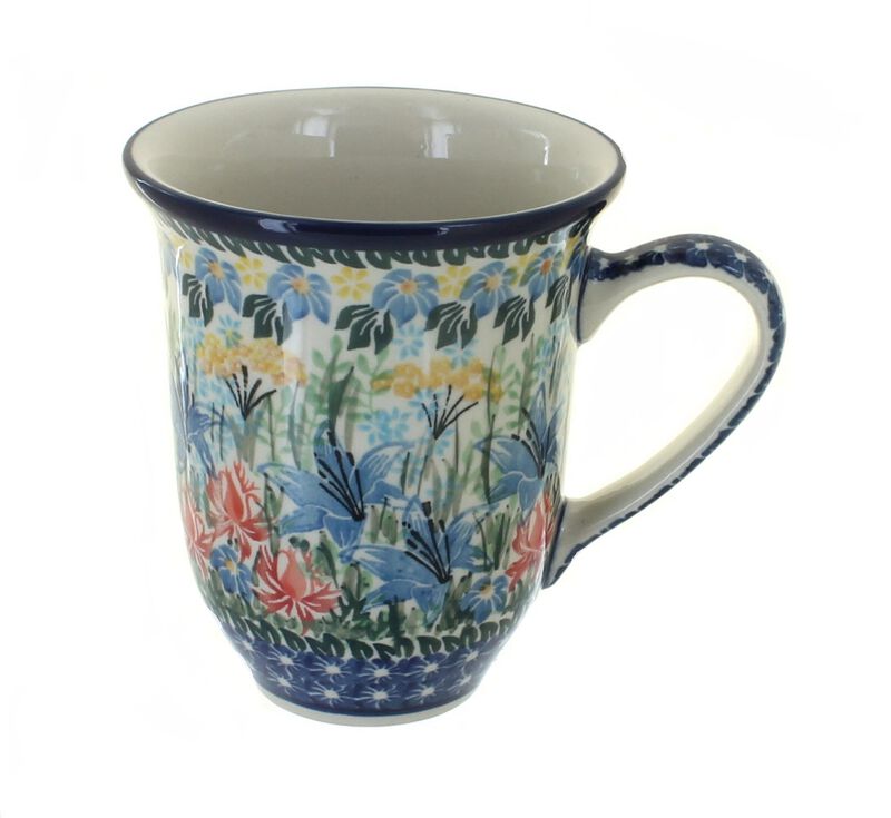 Blue Rose Polish Pottery Day Lily Bouquet Large Coffee Mug