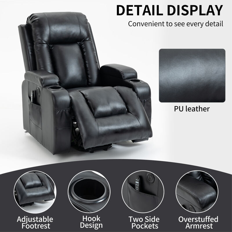 Merax Power Lift Recliner with Massage, Heat & Convenience Features image number 3