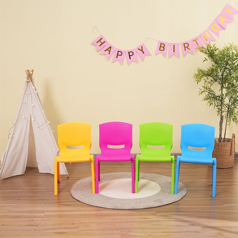 CLIHOME Lightweight Plastic Kids Chair with 11.8" H Seat for Preschool and Toddlers Children Backrest stackable Chair image number 1