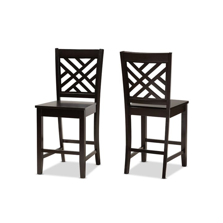 Baxton Studio Caron Modern and Contemporary Transitional Dark Brown Finished Wood 2-Piece Counter Stool Set