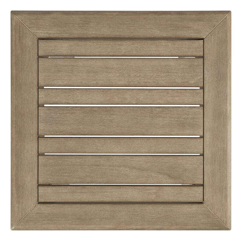 Square Wooden Frame End Table with Plank Tabletop, Teak Brown