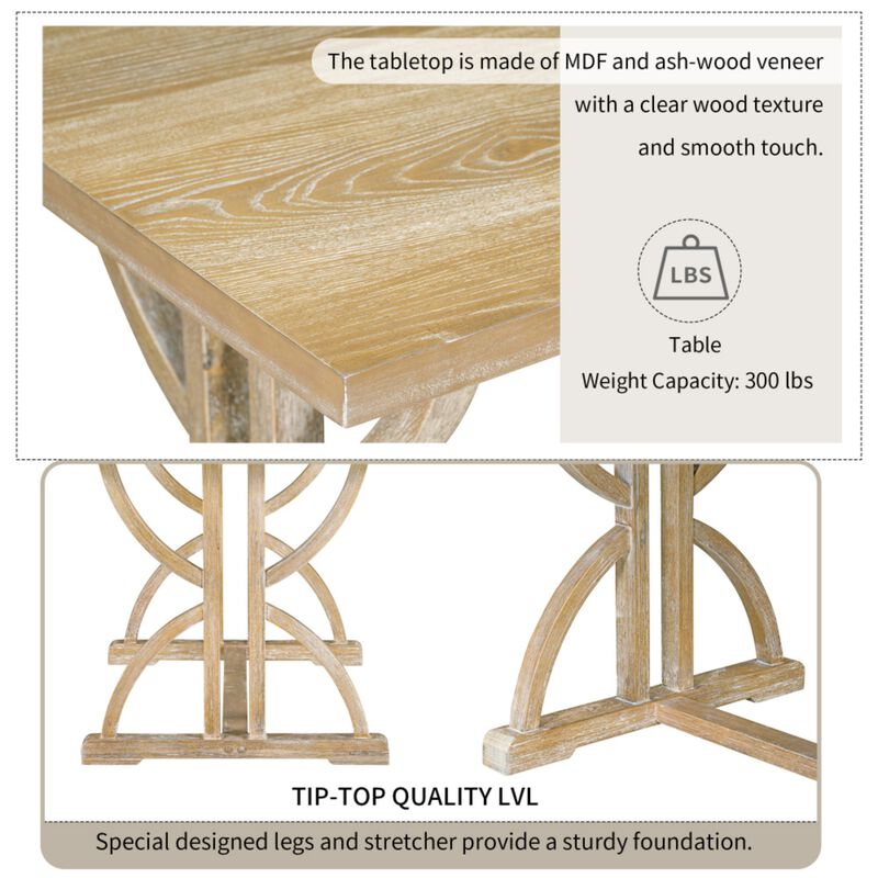 Poxtug Retro Farmhouse Rectangular Dining Set image number 4