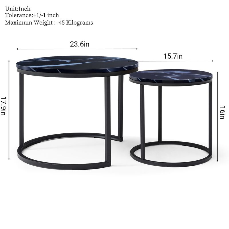 GOODSILO Set of 2 Nesting Coffee Tables Flexible Separable Combined Design for Living Room Bedroom Apartment Small Space Use as Side Table Nightstand Display Shelf image number 1