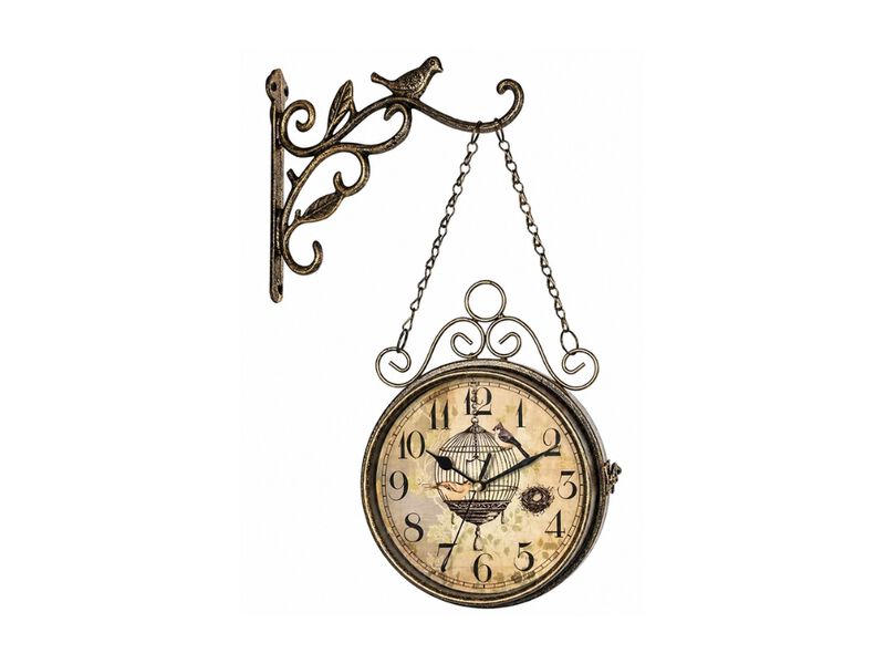 8" Retro Rust Wall Clock - Double Sided Antique Iron Non-Ticking Quartz Clock for Office & Living Room image number 0