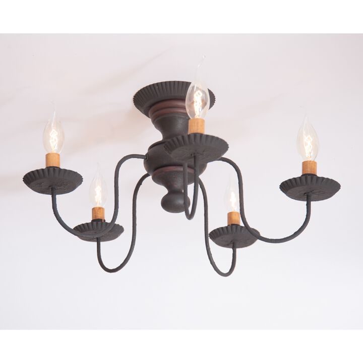 Irvin's Country Tinware Thorndale Ceiling Light In Hartford Black With Red