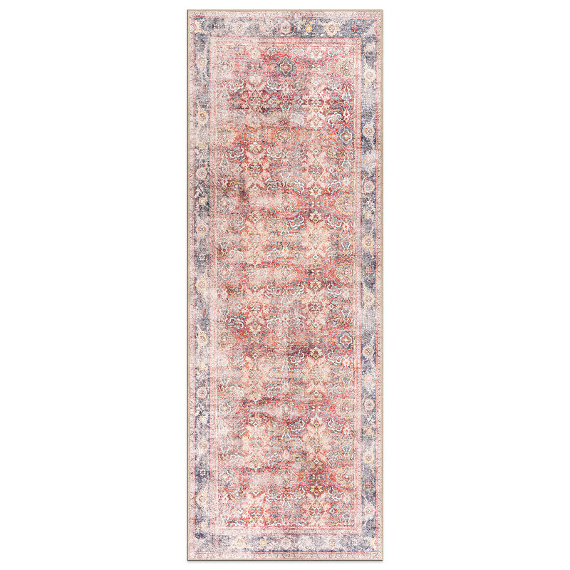 World Rug Gallery Vintage Bordered Machine Washable Non Slip Area Rug:  Flat Pile,  Stain & Water Resistant image number 0