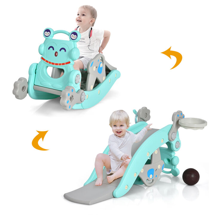 4-in-1 Rocking Horse Play Set for Toddlers &ndash; Includes Slide, Hoop & Climbing Feature
