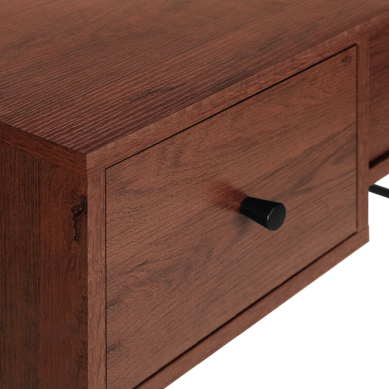 Monarch Specialties I 7671 Computer Desk, Home Office, Laptop, Storage Drawers, 48"L, Work, Metal, Laminate, Brown, Black, Transitional