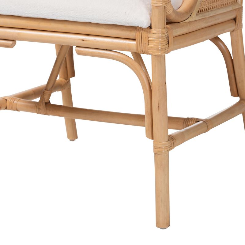bali & pari Matt Natural Rattan Armchair with Upholstered Seat image number 5