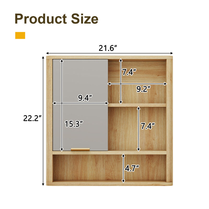 ELEMENT ACE Wall Mounted Bathroom Mirror Cabinet with Open Shelves Waterproof Medicine Cabinet Space Saving Vanity Organizer for Home & Bathroom Use image number 2