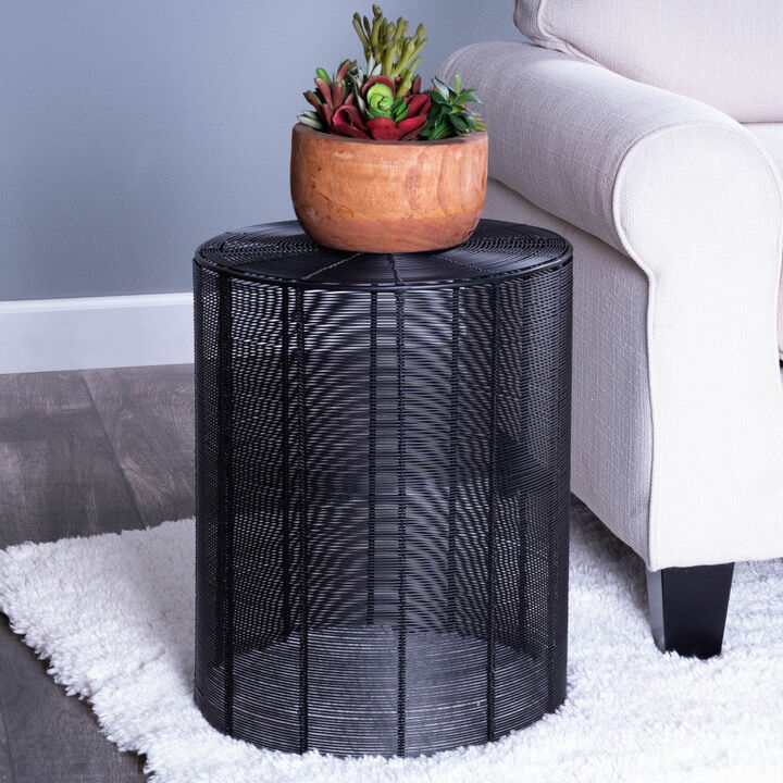 Homezia 18" Black Round Wire End End Table