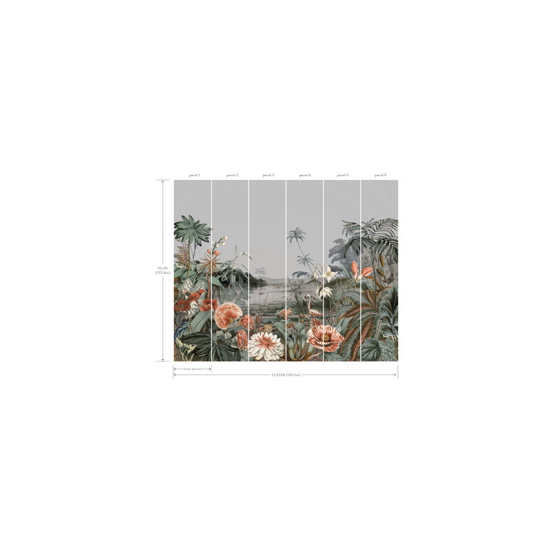 Floating Gardens Gray Wall Mural (Set of 2) image number 1