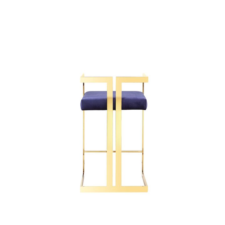 Pangea Home Kenzie Counter Stool Gold/Navy Velvet