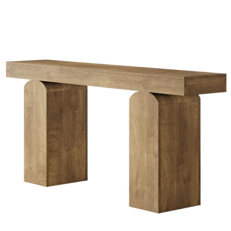 Farmhouse Entryway Console Table with 2 Arched Pedestal Legs image number 0