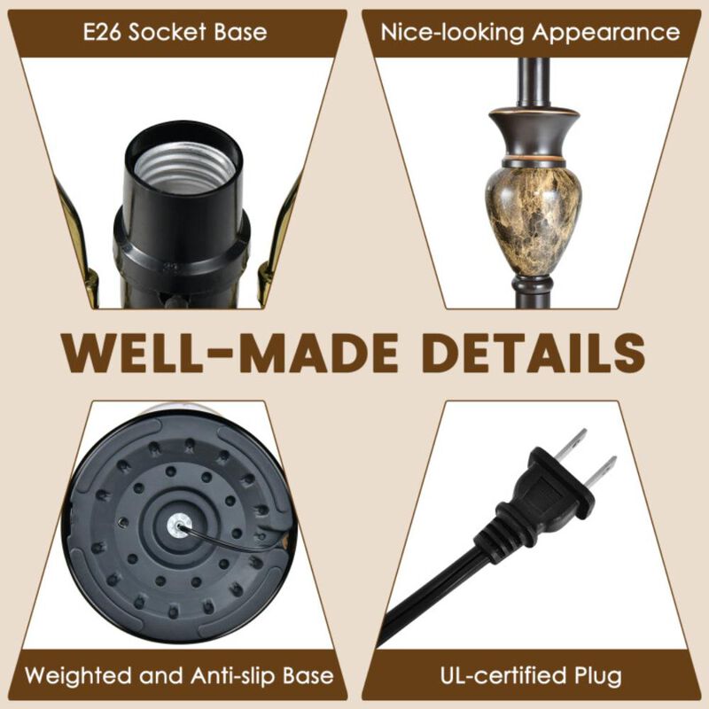 Hivvago 3-Piece Table and Floor Lamp Set with Linen Fabric Lamp Shades