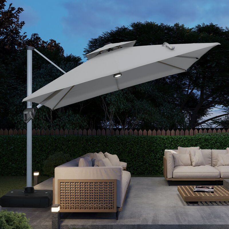 11ft Square Patio Cantilever Umbrella Double Top Outdoor Patio Offset Patio Umbrella 360&deg;Rotation Large Outdoor Umbrella Pool Umbrella for Backyard Garden Deck Pool (Without Base) image number 2