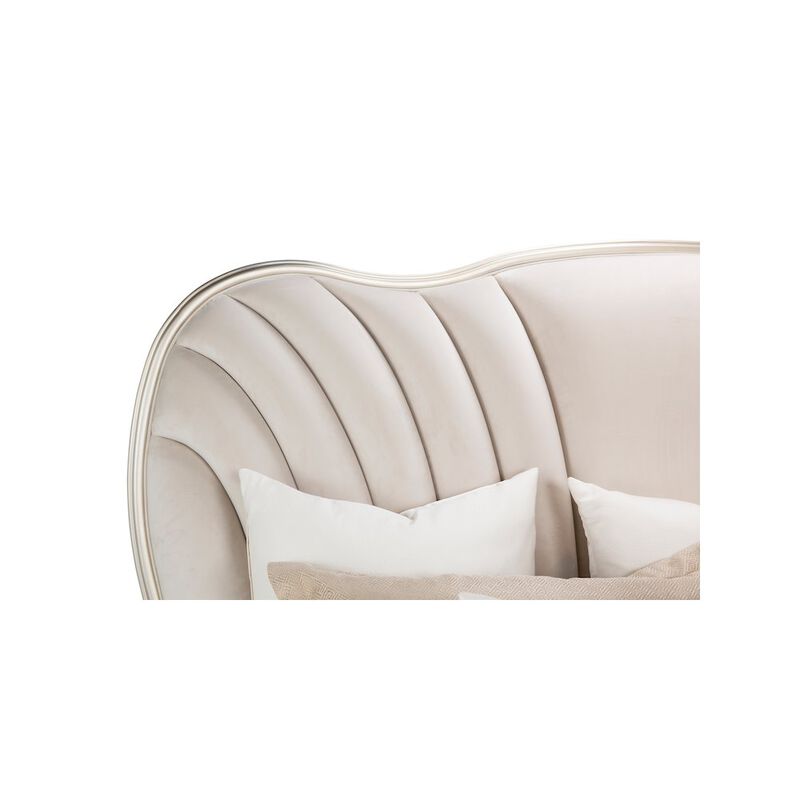 Michael Amini London Place Queen Velvet Panel Bed - Creamy Pearl