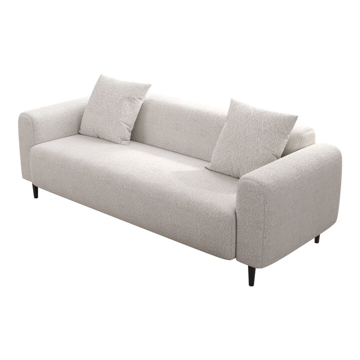 77.2″ Large size two Seat Sofa, Modern Upholstered, White mohair Granular velvet