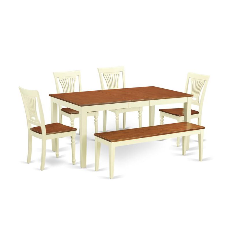 6 Pc dinette Table set - Dinette Table and 4 Kitchen Chairs coupled with Bench