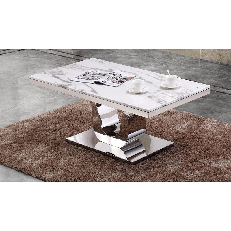 Best Quality Furniture Marble Top Coffee Table with Stainless Steel Base
