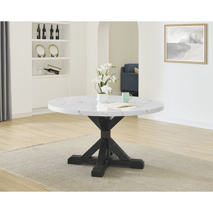 Best Quality Furniture Best Quality Furntirue Round Faux Marble Top On Rustic Gray Mdf/Wood Base