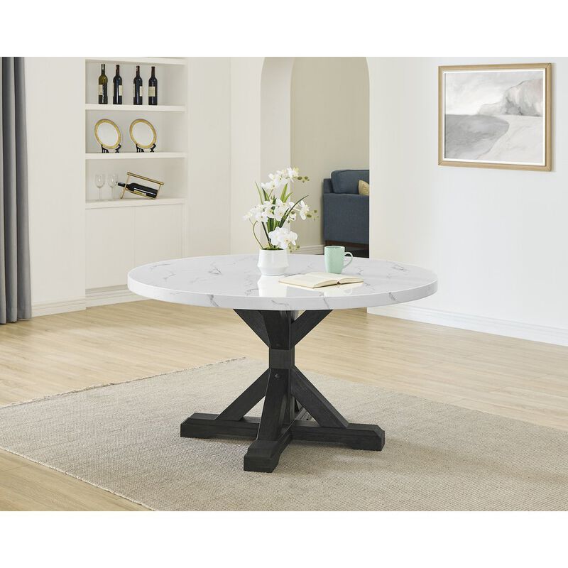 Best Quality Furniture Best Quality Furntirue Round Faux Marble Top On Rustic Gray Mdf/Wood Base