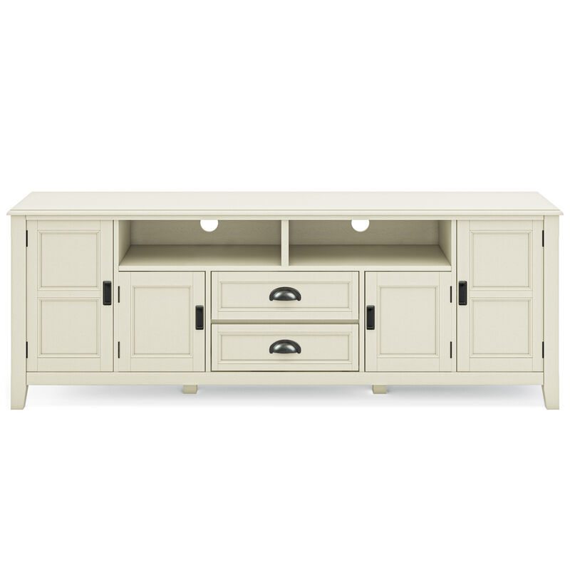 Burlington SOLID WOOD 72 inch Wide Transitional TV Media Stand in Antique White For TVs up to 80 inches