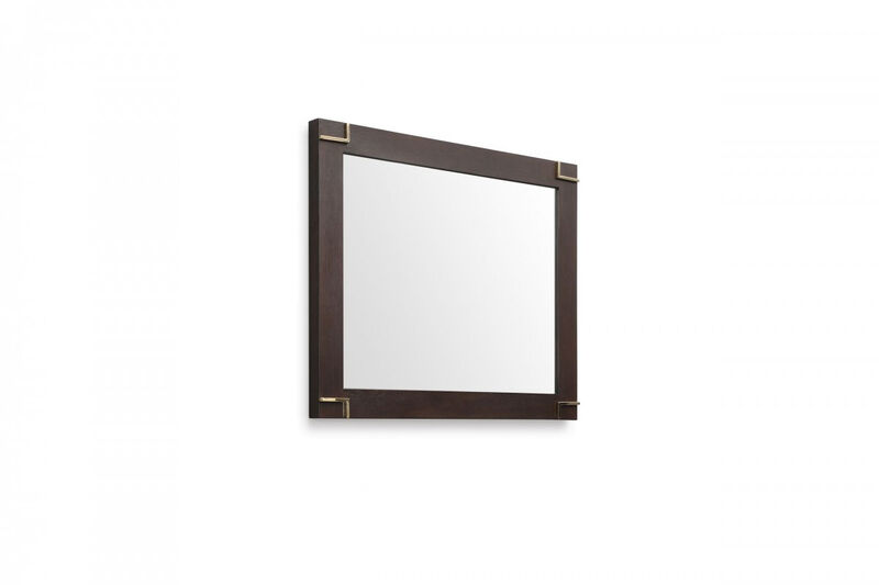 HomeRoots 33" Brown and Gold Wood Framed Accent Mirror image number 3