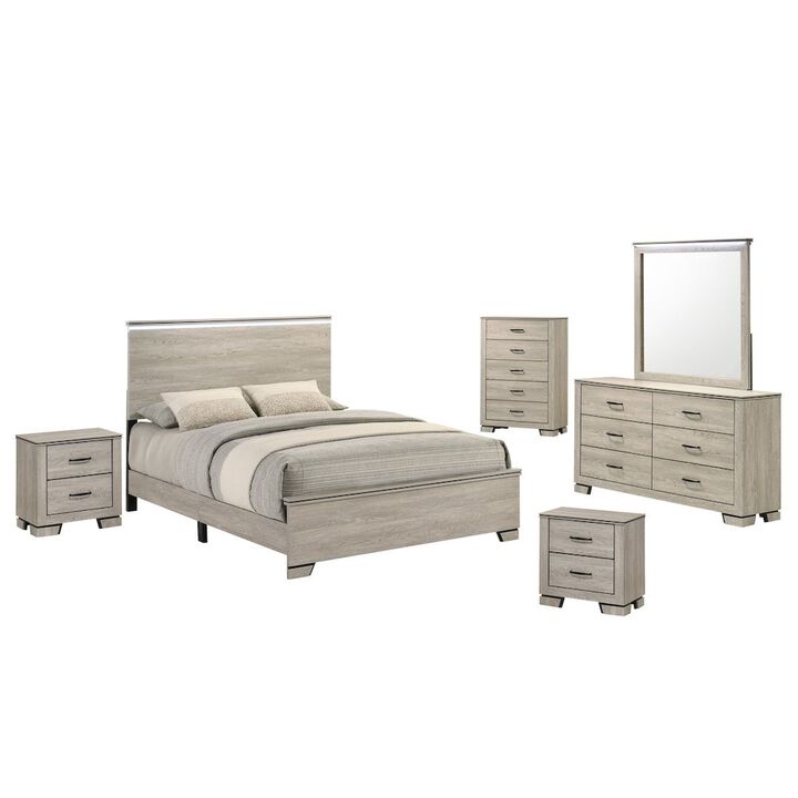 Best Quality Furniture 5pc Eastern King Panel Bedroom Set Oak