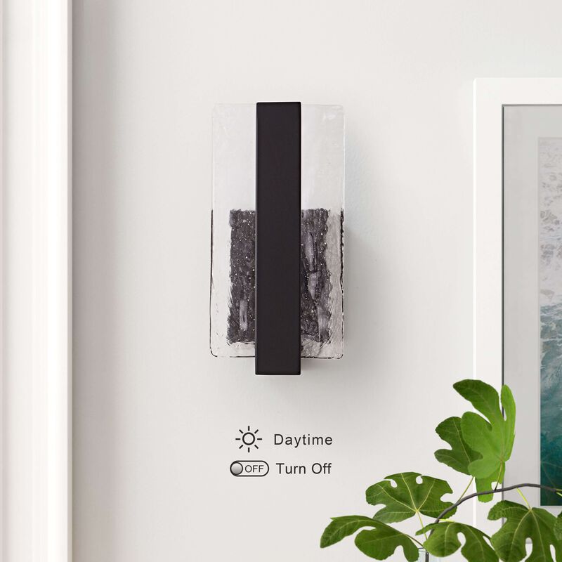 Maya Single Light Matte Black Clear Glass Panel Wall Sconce - 6" W x 11.8" H x 4.5" D image number 9