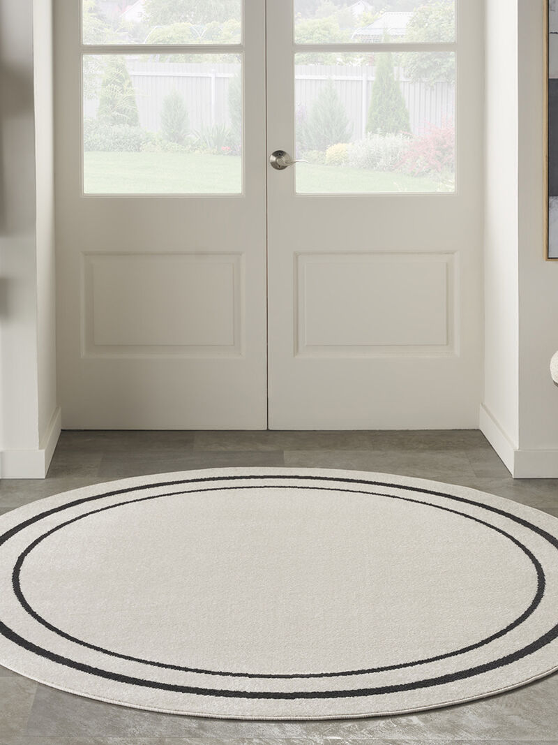 Nourison Essentials NRE02 Ivory/Black 8' x Round Rug image number 2