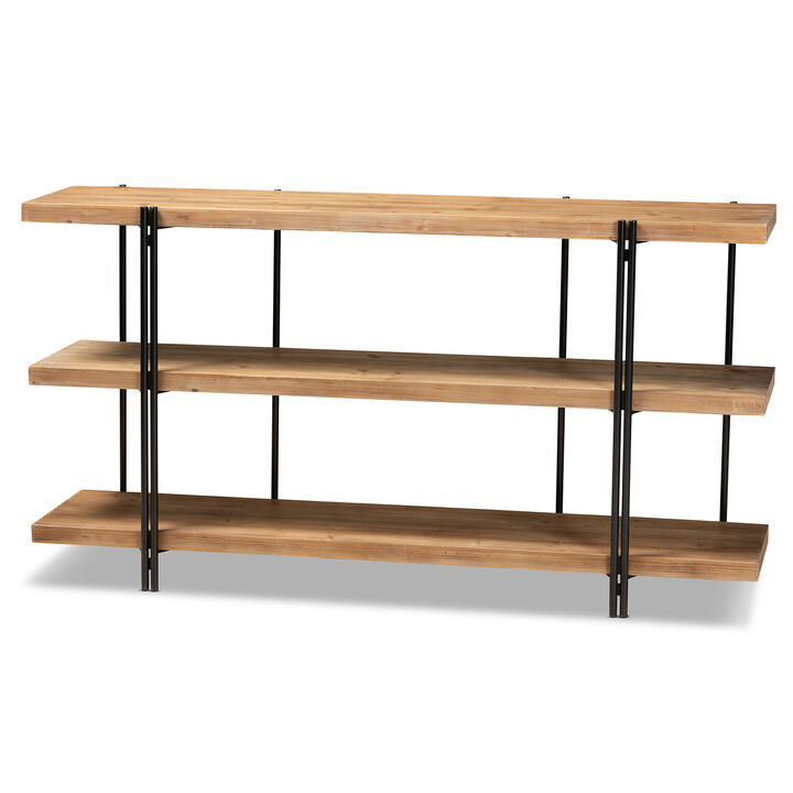 Baxton Studio Tarah Natural Brown Finished Wood And Black Finished Metal Console Table