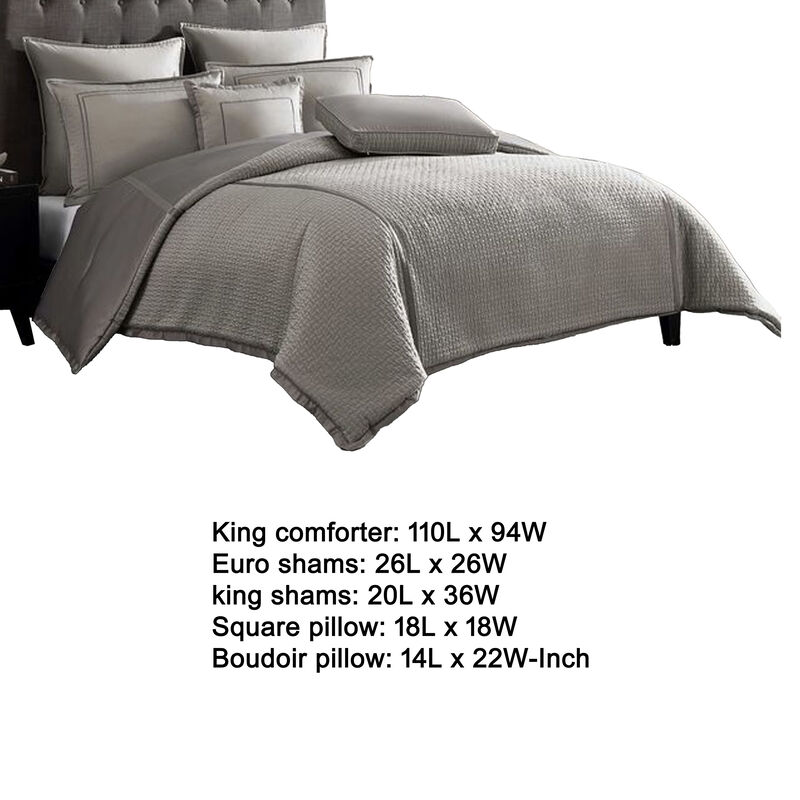 Loi 8pc King Comforter Set with Pillows, Shams, Reversible Gray Silver