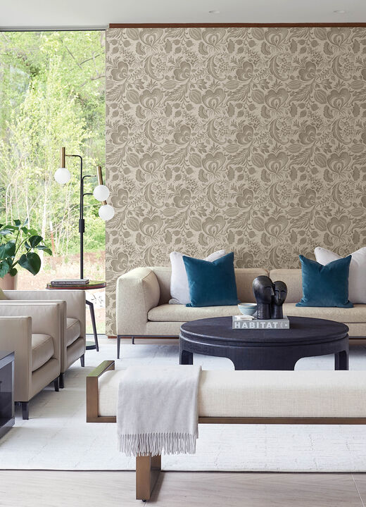 Culver Light Brown Jacobean Wallpaper
