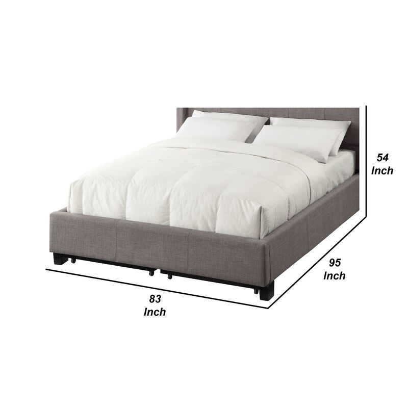 Le Low Profile King Uphosltered Bed with Storage, Linen, Gray