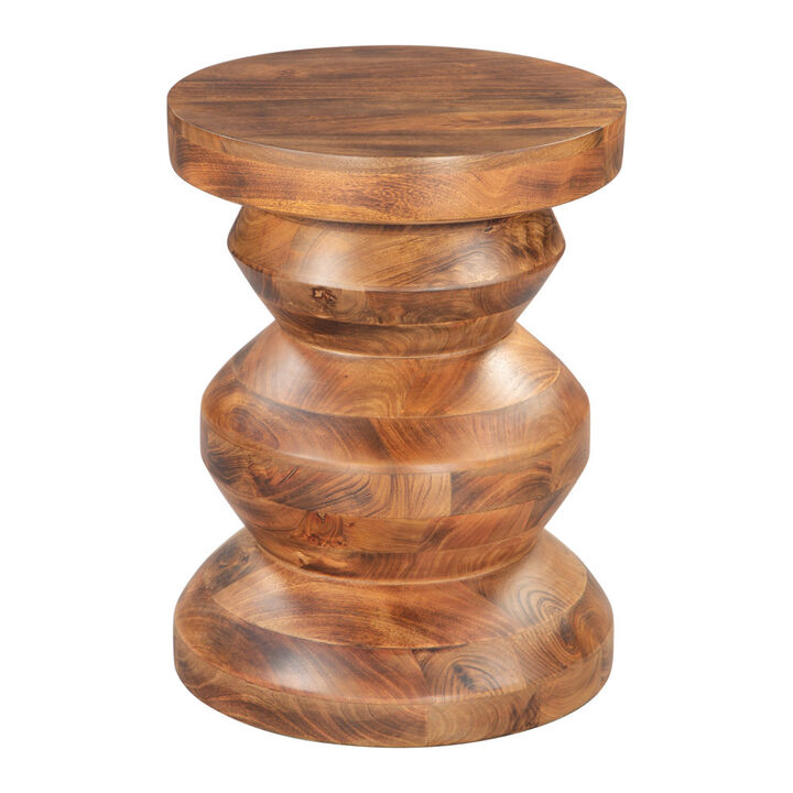 HomeRoots 21" Brown Solid Wood Round Pedestal End Table