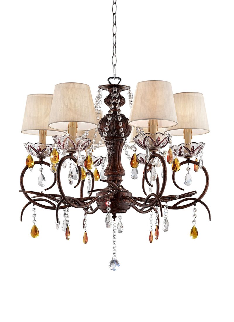 Hivvago Burnished Bronze Hanging Ceiling Lamp with Clear and Amber Crystals
