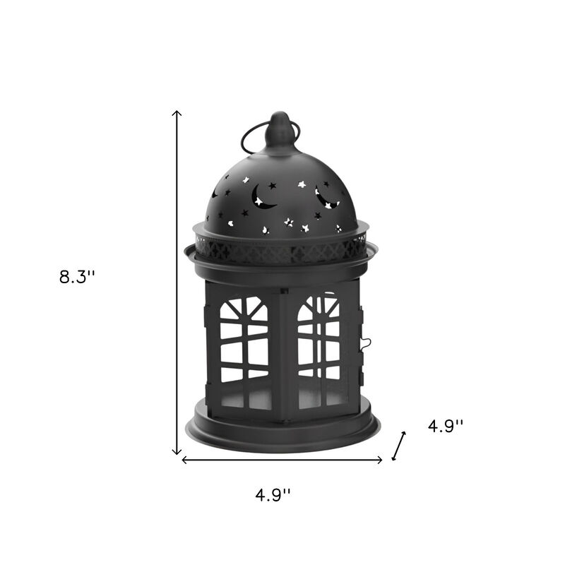 HomeRoots Set of Two Black Metal Celestial Tabletop Lantern Candle Holders image number 5