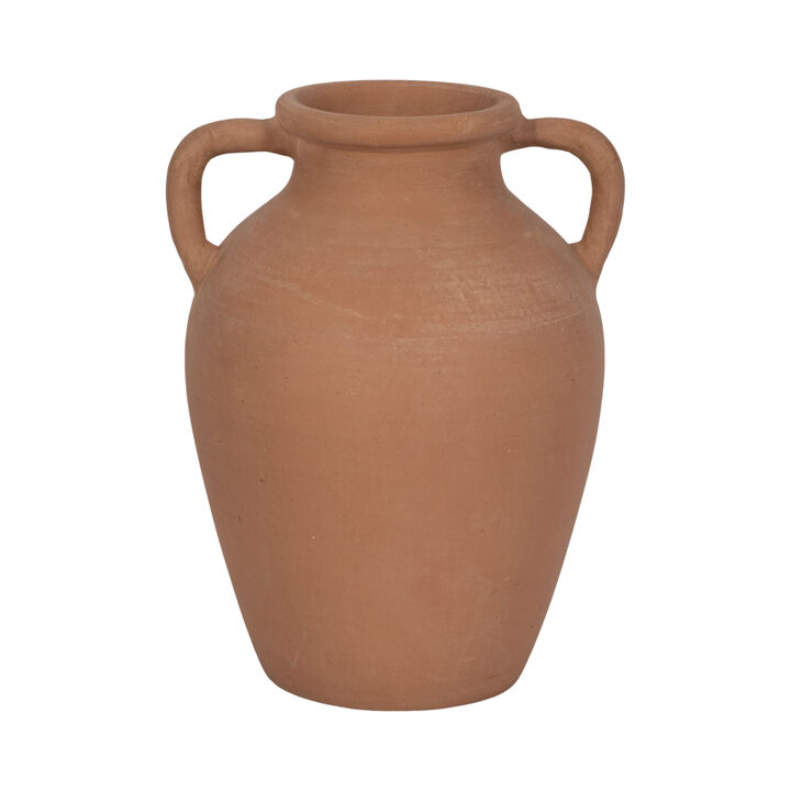 Terracotta, 13" Vase With Handles, Natural