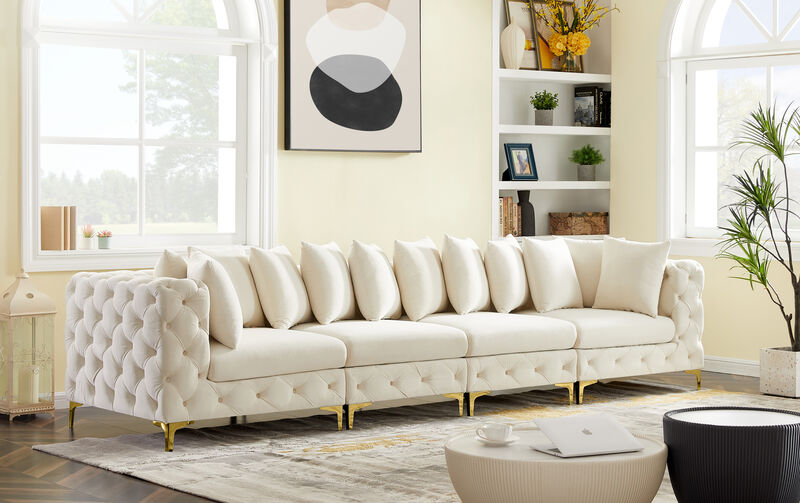 Meridian Furniture Tremblay Cream Velvet Modular Sofa