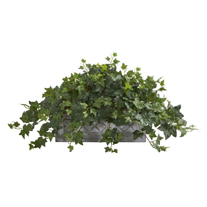 Nearly Natural 20-in Puff Ivy Artificial Plant in Stone Planter