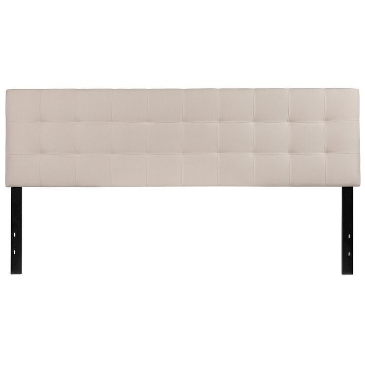Flash Furniture Tufted Upholstered King Size Headboard in Beige Fabric