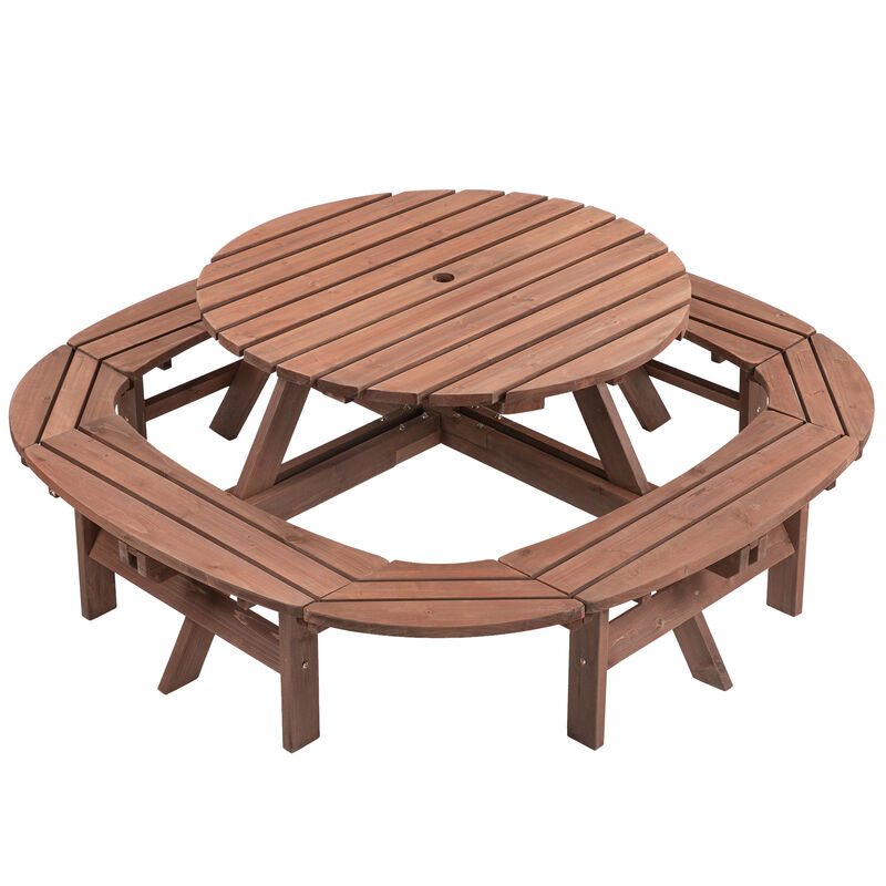 TATEUS 10-12-person Round Outdoor Wooden Picnic Table image number 0