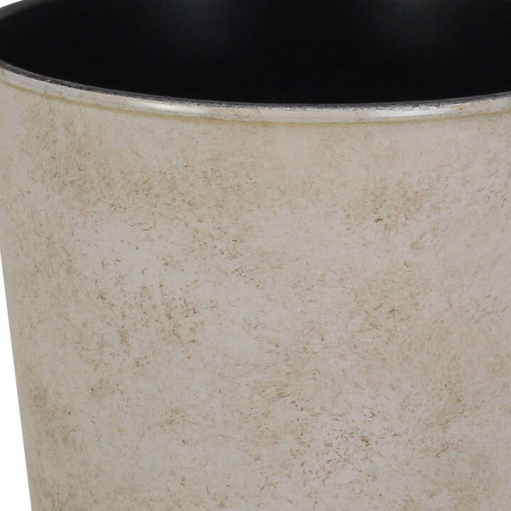 HomeRoots 5" Cream Recycled Plastic Indoor Outdoor Round Pot Planter