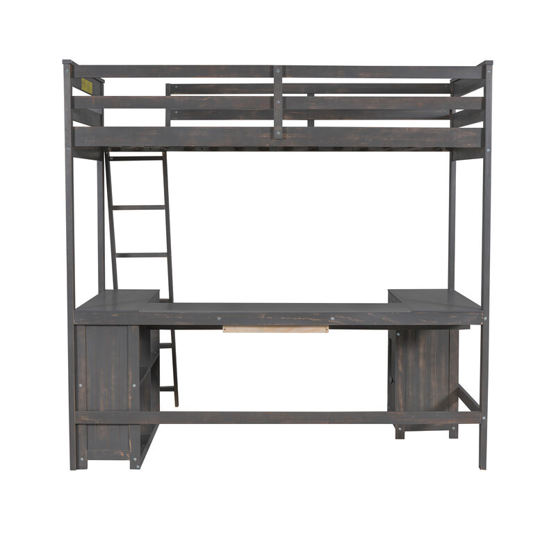 Whisen Stylish Full XL over Queen Metal Floor Bunk Bed