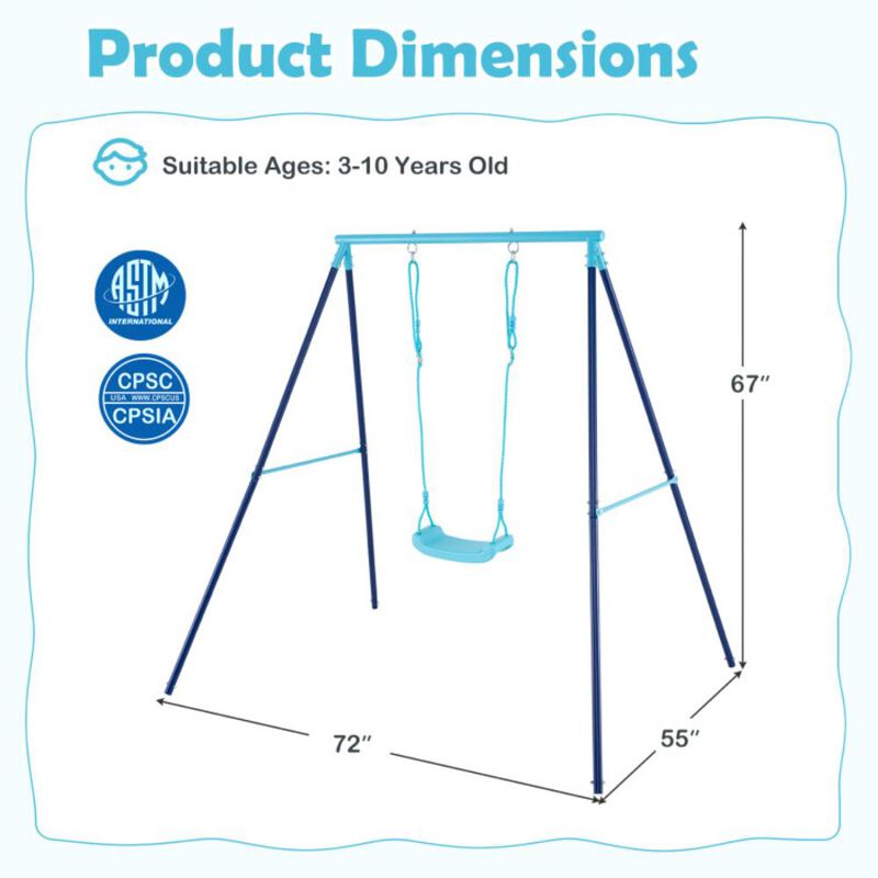 Hivvago Outdoor Heavy Duty Metal Toddler Swing Set with Stand